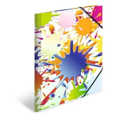Afbeelding van HERMA verzamelmappen A4 kleurenblobs set, 3 delig, kinderhoekmappen van karton met kunstmotief, elastische band, binnenkleppen en binnenprint voor jongens meisjes