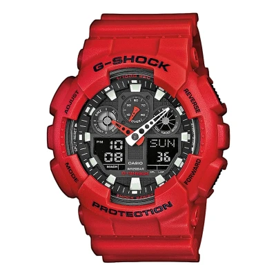 Afbeelding van Casio GA 100B 4AER Horloge G Shock antimagnetisch rood