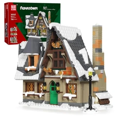 Afbeelding van Mould King Modelhuis van bouwstenden, Kersthuisje, set 16049, bouwpakket met 766 onderdelen, leuk als cadeau/verzamelobject/tentoonstellingsvoorwerp