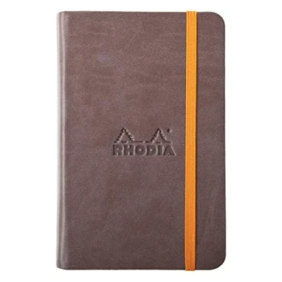 Afbeelding van RHODIA 118643C Chocolade Stijf Notitieboek A6 Gevoerd 192 pagina&#039;s Ivoor Clairefontaine Papier 90 g/m Bladwijzer, Elastische Sluiting Faux Lederen Cover Rhodiarama Collection
