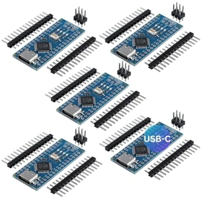 Afbeelding van AZDelivery 5 x AZ Nano V3 boardset met USB C aansluiting, Atmega CH340 chip Atmega328 CH340, compatibel Arduino, Arduino Pro Micro en V3, inclusief e book