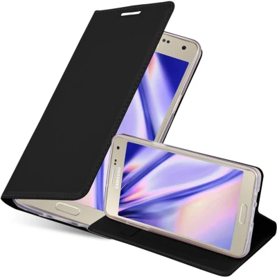Afbeelding van Cadorabo Hoesje geschikt voor Samsung Galaxy A3 2015 in CLASSY ZWART Beschermhoes met magnetische sluiting, standfunctie en kaartvakje Book Case Cover Etui