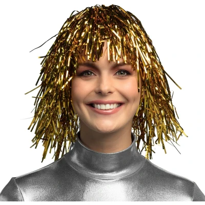Afbeelding van Pruik carnaval goud glimmend