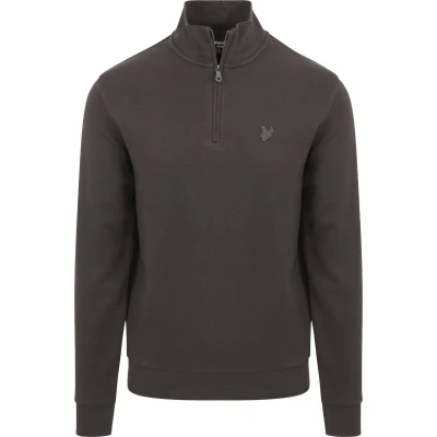 Afbeelding van Lyle &amp; Scott Half Zip Pullover Tonal Antraciet maat L Heren Schipperstrui met Regular fit Pasvorm Katoen