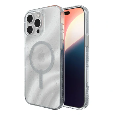 Afbeelding van Apple iPhone 16 Pro Max Glitter Hoesje Gerecycled kunststof ZAGG Hardcase/Backcover Transparant Telefoonhoesje