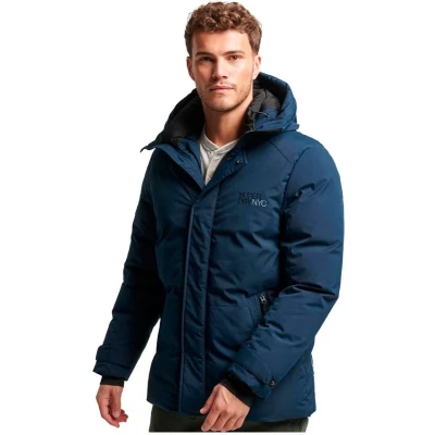 Afbeelding van Superdry Mannen Gewatteerde City Windparka met Capuchon Blauw Grootte: S