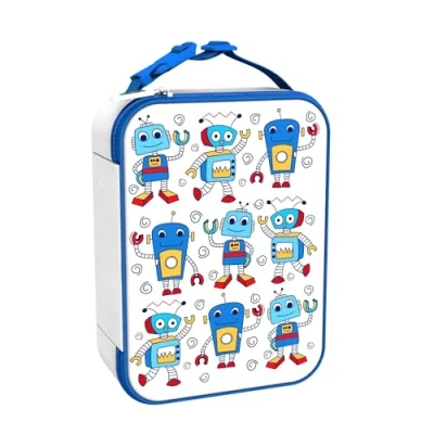 Afbeelding van Ion8 Robots Design Geïsoleerde Lunchtas, Afveegbaar, 3 Zijdige Ritssluiting, Mesh Flessenzak, Naamplaatje, Voedselveilig, 6 uur Vers, Nylon Draagriem, Polyester, Medium