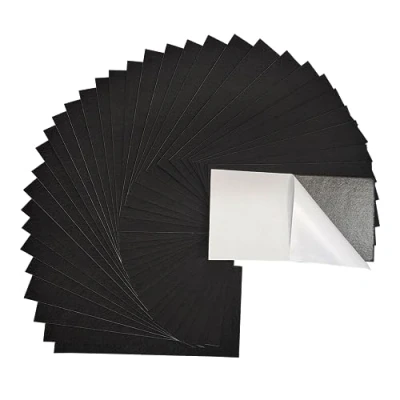 Afbeelding van Zelfklevende viltvellen, zelfklevend vilt, 33 stuks 10 x 20 cm viltlijm, diverse kleuren kleverige achterkant, stijf vilt voor ambachten, doe het zelf naaien, schoolprojecten, decoratie (zwart)