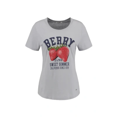 Afbeelding van Key Largo Berry Round Tshirt print, Dames, Maat: Large, Blue grey