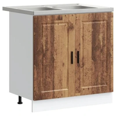 Afbeelding van vidaXL Onderkast met wasbak Porto 80x46x84,5 cm hout oud houtkleur