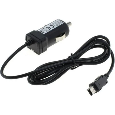 Afbeelding van USB Mini B autolader met vaste kabel TMC antenne 1A / zwart 0,90 meter