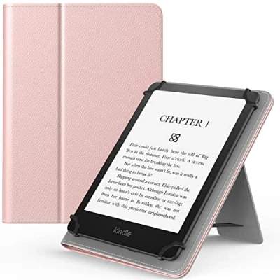 Afbeelding van MoKo Universal Case for 6&quot;,6.8&quot;,7&quot; Kindle eReaders Fire Tablet Kindle/Kobo/Voyaga/Sony E Book Tablet, PU Folio Lightweight Slim Cover Case, with Hand Strap/Kickstand, Rose Gold