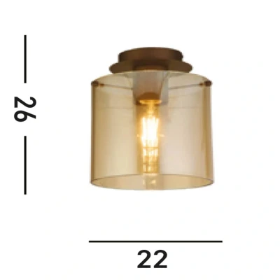 Afbeelding van Searchlight Plafondlamp 1 lichts Sweden mocha bruin 88911 1MO