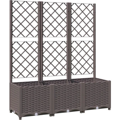 Afbeelding van vidaXL Plantenbak met latwerk 120x40x136 cm polypropeen bruin