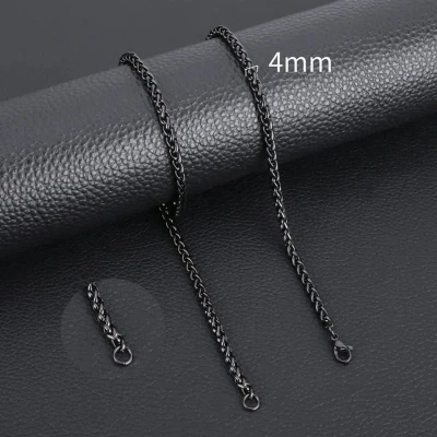 Afbeelding van Aramat Jewels Halskettingen Zwarte Vossenstaart Schakelketting RVS 4mm / 75cm