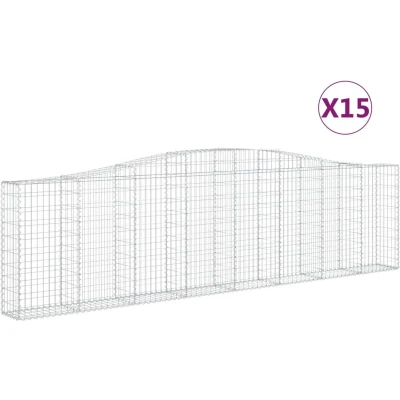 Afbeelding van vidaXL Schanskorven 15 st gewelfd 400x30x100/120 cm ijzer