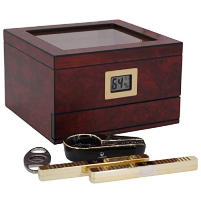 Afbeelding van GERMANUS Humidor Set met hygrometer, sigaren asbak, cutter