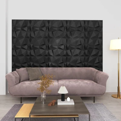 Afbeelding van 12 st Wandpanelen 3D 3 m² 50x50 cm diamantzwart