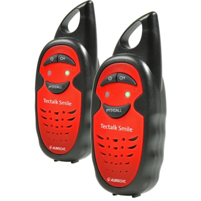 Afbeelding van Albrecht Tectalk Smile Walkie Talkie, 29645, kinderradio met spelenderwijs eenvoudige bediening, bereik tot 3 km, stroom door AAA batterijen, kleur: rood zwart