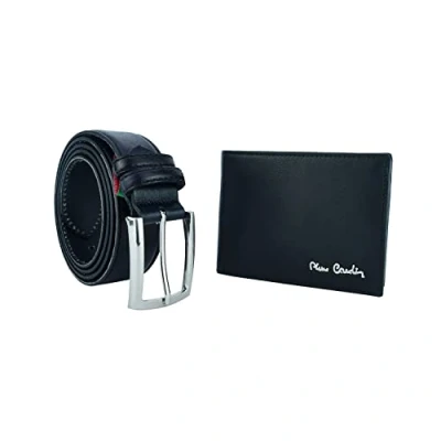 Afbeelding van Pierre Cardin Geschenkdoos voor heren, portemonnee met RFID bescherming en echt leren riem, Zwart, Cintura 125 cm (taglia 54 56)