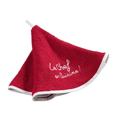 Afbeelding van Cuistot Gastenhanddoek, rond, 60 cm, badstof, geborduurd, katoen, rood, x cm