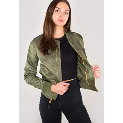 Afbeelding van Alpha Industries MA1 VF LW Bomberjacks, Dames, Maat: Medium, Sage green/gold
