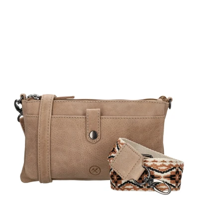 Afbeelding van Hide &amp; Stitches Next Navajo Crossbody Schoudertas Trendy Schouderband Zand 100% Leer