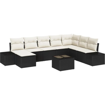 Afbeelding van vidaXL 8 delige Tuin Sofa Set met Kussens Bruin Poly Rattan
