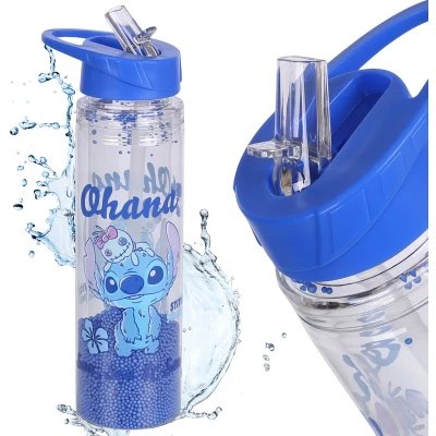 Afbeelding van DISNEY Stitch WATERFLES MET mondstuk en handvat, transparant, RIETJE 550 ml