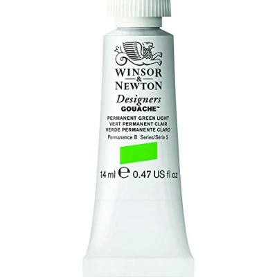 Afbeelding van Winsor &amp; Newton 0605483 Designers Gouache, fijnste kunstschilderverf, dekkend, hoogwaardige pigmenten 14ml Tube, Permanent Green Light