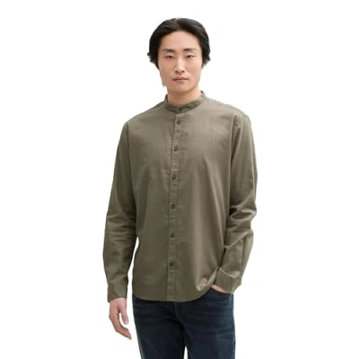 Afbeelding van TOM Tailor Regular FIT Overhemd, Heren, Maat: Large, Smokey olive green