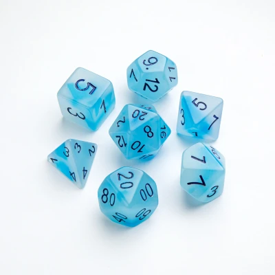 Afbeelding van Gamegenic Glow Series RPG Dice Set: Icy Crumbs (7 stuks)