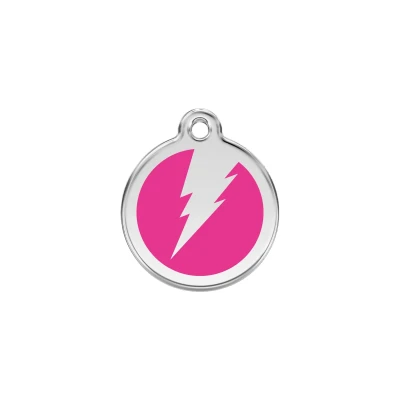 Afbeelding van Flash Hot Pink roestvrijstalen hondenpenning small/klein dia. 2 cm RedDingo
