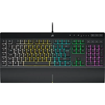 Afbeelding van Corsair K55 RGB PRO Gaming toetsenbord met kabel en membraan, IP42, stof spatwaterdicht, 6 macrotoetsen Elgata integratie, iCUE, Portugees QWERTY toetsenbord, pc, Mac, Xbox, zwart