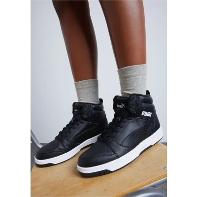 Afbeelding van Puma Rebound V6 MID JR Unisex Sneakers hoog voor kinderen, Maat: 35.5, Shadow gray/black/white Hoogwaardig imitatieleer