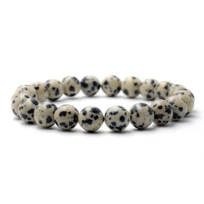 Afbeelding van Bixorp Gems Dalmatiër Jaspis Edelstenen Armband Gepolijste Edelsteen Kralenarmband