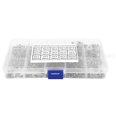 Afbeelding van M2 M6 Schroef Bout Moer Set, 320 stks Inbus Platte Kop Volledige Draad Roestvrijstalen Sluiting, Assortiment met Plastic Doos