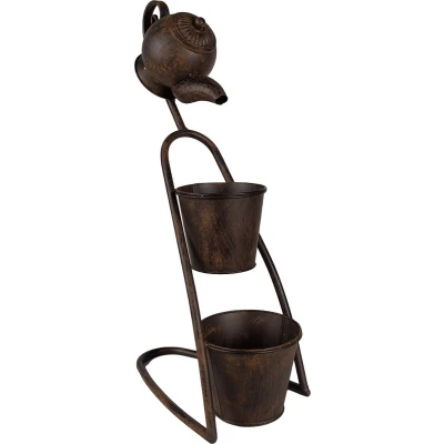 Afbeelding van Clayre &amp; Eef Planthouder Theepot 32x20x62 cm Bruin Ijzer Bloempot