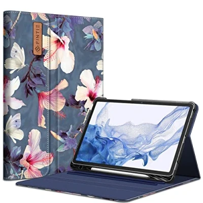 Afbeelding van Fintie Case voor Samsung Galaxy Tab S8 11 inch 2022 /S7 2020, Folio beschermhoes met meerdere hoeken en S penhouder Documentsleuven Auto Sleep/Wake, Blooming Hibiscus