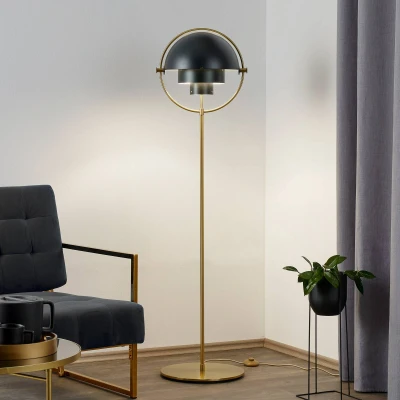Afbeelding van Gubi Lite vloerlamp, hoogte 148 cm, messing/zwart