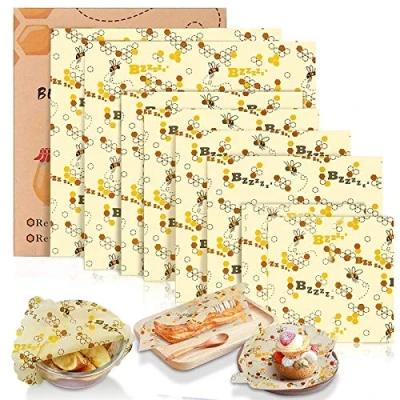 Afbeelding van Tonsooze Set bijenwasdoeken, waspapier voor levensmiddelen, herbruikbare bijenwaswraps, zero waste wasdoeken, plasticvrij alternatief natuurlijke voedselopslag, kaas