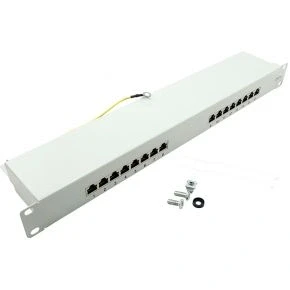 Afbeelding van LogiLink Professional EconLine Cat.6 (250 MHz) patchpaneel verdelerveld, 19&quot;, STP (afgeschermd) 16 Port (RJ45), NP0056, lichtgrijs