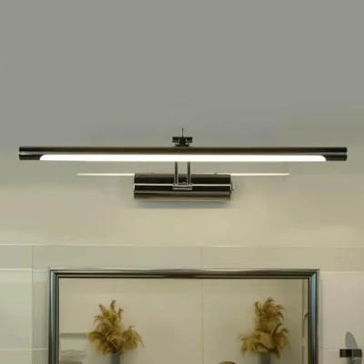 Afbeelding van Led spiegellamp, IP44, chroom, metaal, 4000 K, 850 lm, met schakelaar, neutraal wit licht, wandlamp, badkamerspiegel