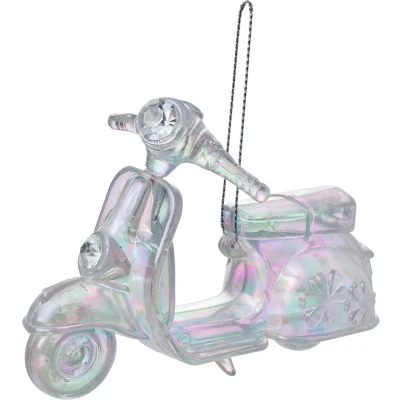 Afbeelding van Clayre &amp; Eef Kersthanger Scooter 12 cm Zilverkleurig Kunststof Kerstboomversiering