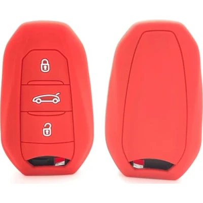 Afbeelding van Nordecco Siliconen Sleutel Case Cover Past Fiat 600 600e Elektrische 2024 2025 3 Knoppen Keyless Afstandsbediening Fob (Rood)