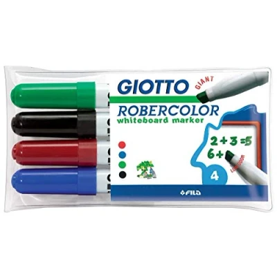 Afbeelding van Giotto Robercolor whiteboardmarker maxi, schuine punt, etui met 4 stuks in geassorteerde kleuren 20