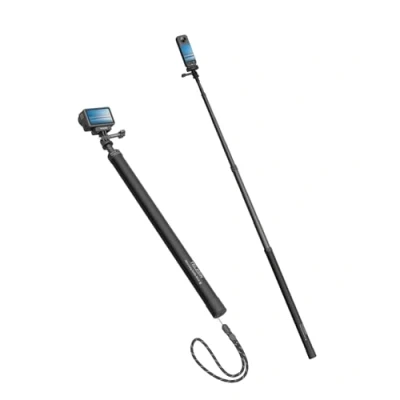 Afbeelding van TELESIN 118&quot;/3 Meter Ultra Lange Selfie Stick voor GoPro Max Hero 9 8 7 6 5 4 3+, Insta 360 One R X, DJI Osmo Actie, Uitschuifbaar op lengtes Koolstofvezel Lichtgewicht Pole Monopod, Zwart