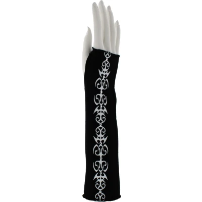 Afbeelding van Zac&#039;s Alter Ego Black &amp; White Studded Long Tribal Print Vingerloze handschoenen Zwart/Wit