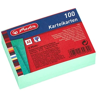 Afbeelding van Herlitz index kaarten DIN A8 gelinieerd groen 100st.