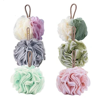 Afbeelding van Bad Douche Spons Loofahs, Body Scrubber Mesh Poef Ball, Exfolieren, Reinigen, Kalmeren Huid, 6 Pack